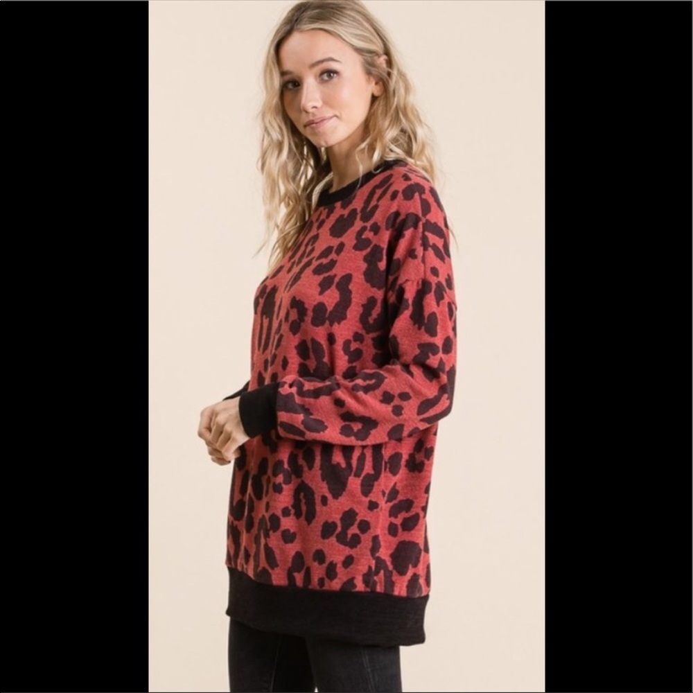 Red Leopard Print Top